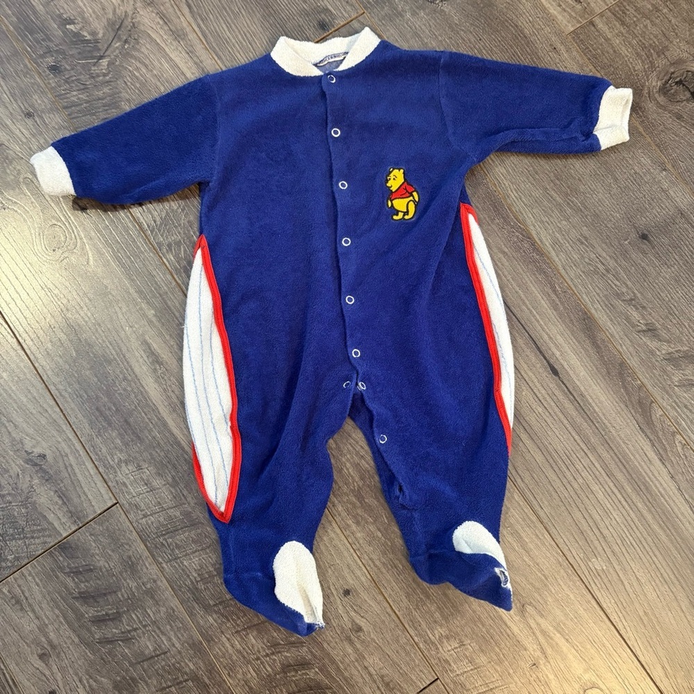 Vintage Winnie The Pooh onesie Terry Cloth footie free with purchase
